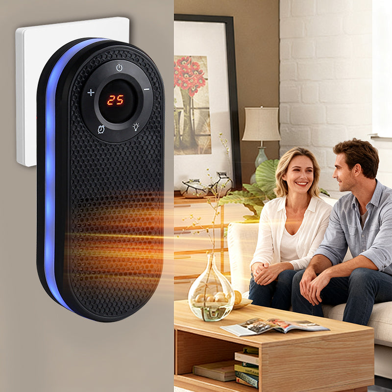 Wall-Mounted Space Heater with Night Light, Fast Heating & Overheat Protection for Desk, Bedroom, Office