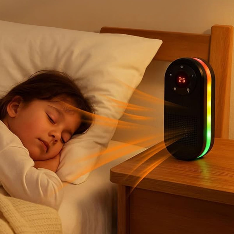 Wall-Mounted Space Heater with Night Light, Fast Heating & Overheat Protection for Desk, Bedroom, Office