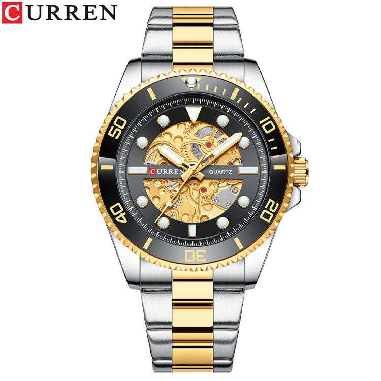 CURREN/Crane 8412 Steel Band Watch Simple Calendar Large Dial Business Watch Waterproof Boys Fashion