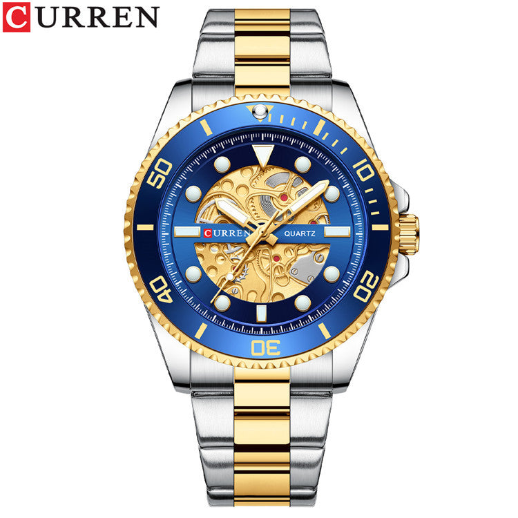 CURREN/Crane 8412 Steel Band Watch Simple Calendar Large Dial Business Watch Waterproof Boys Fashion