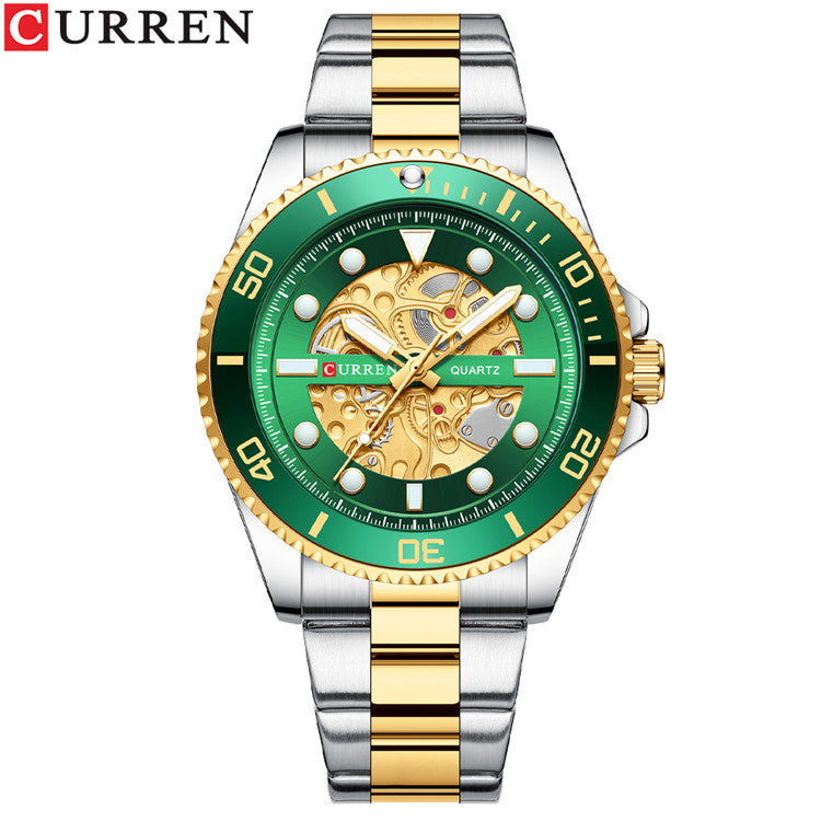 CURREN/Crane 8412 Steel Band Watch Simple Calendar Large Dial Business Watch Waterproof Boys Fashion