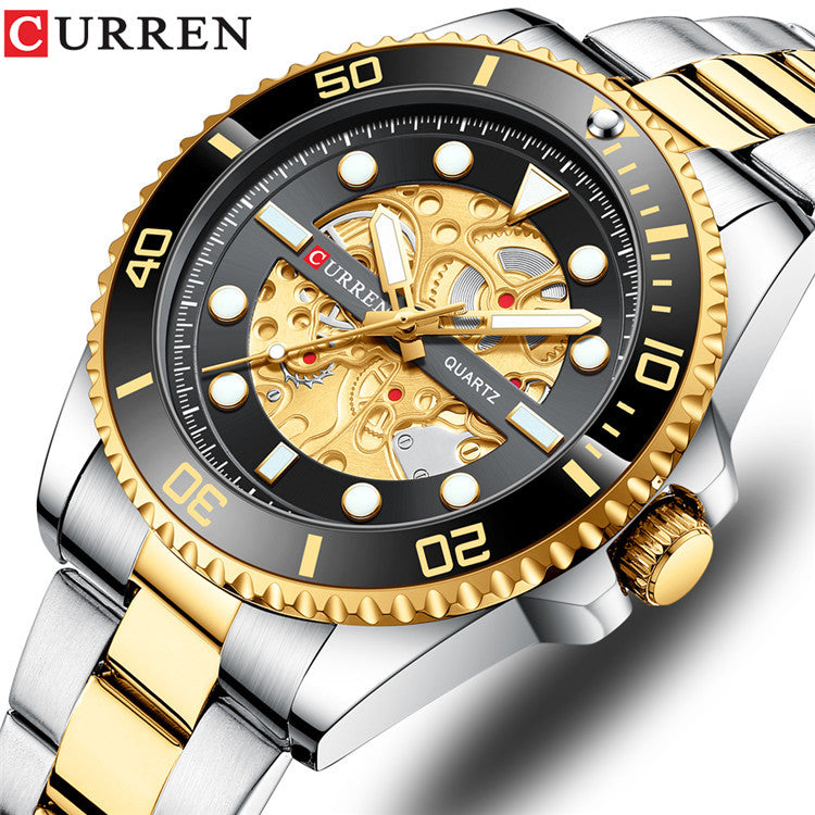 CURREN/Crane 8412 Steel Band Watch Simple Calendar Large Dial Business Watch Waterproof Boys Fashion